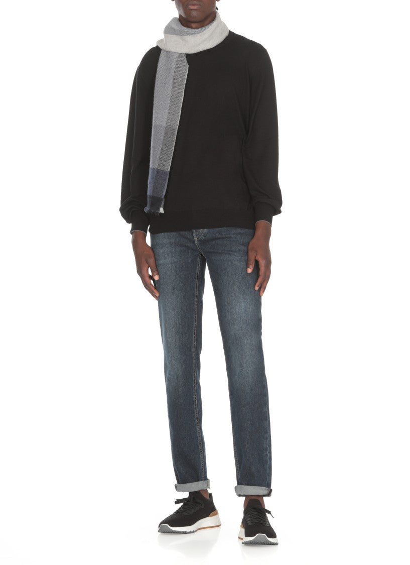 Brunello Cucinelli Multicolor Check Wool And Cashmere Scarf