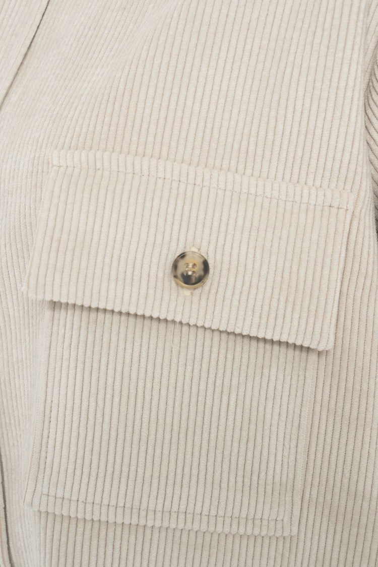 Gender Textured Corduroy Blouse With Classic Collar