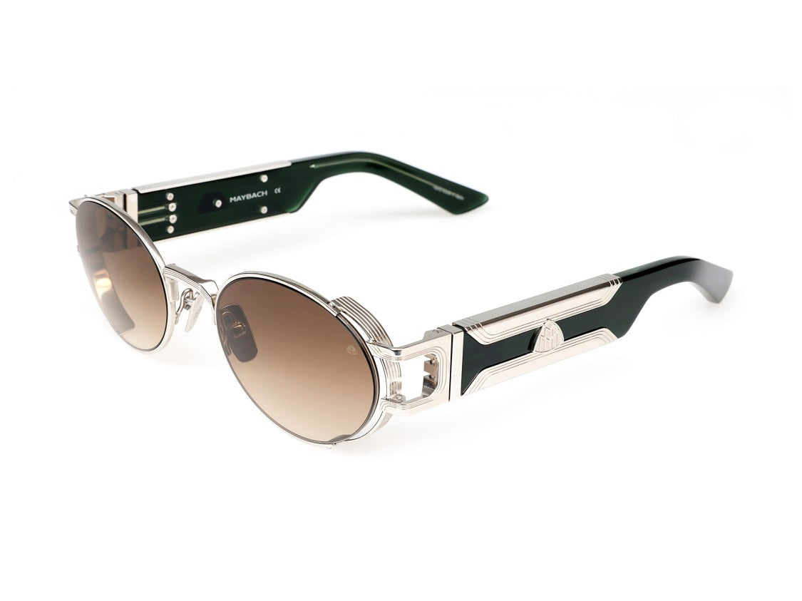 Maybach Silver The Drive Gradient Brown Round Sunglasses