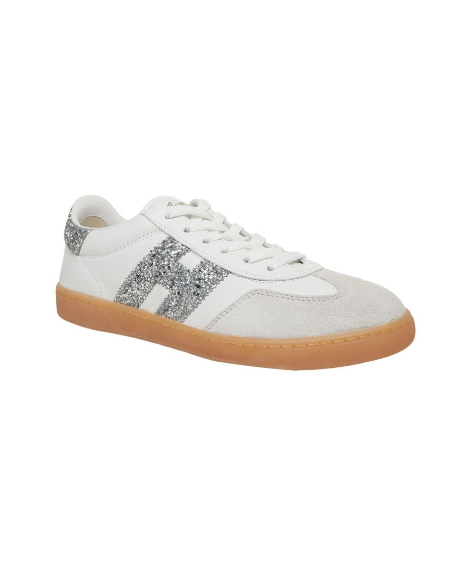 Hogan White Suede Sneakers With Glittery Logo Detail