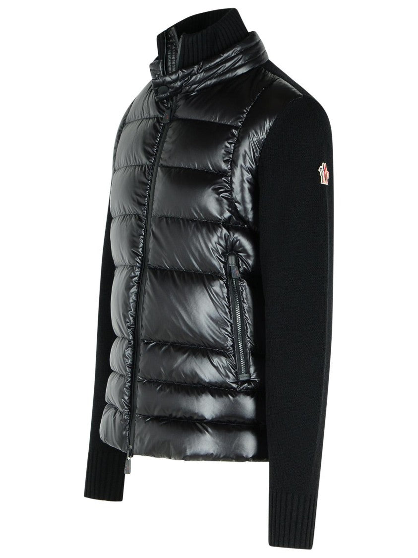 Moncler Grenoble Black Virgin Wool Blend Padded Cardigan