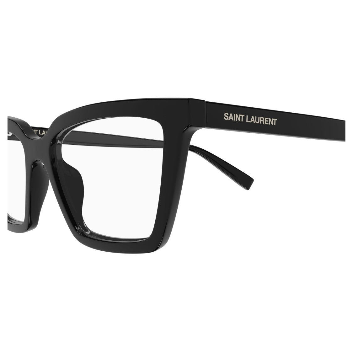 Saint Laurent Bold Rectangular Sunglasses In Glossy Black Recycled Acetate
