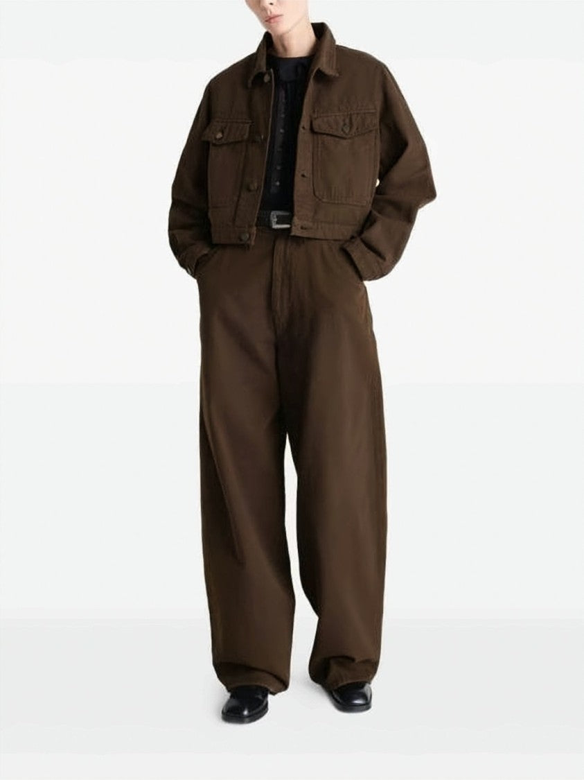 Lemaire Cropped Boxy Jacket In Heavy Broken Twill Cotton
