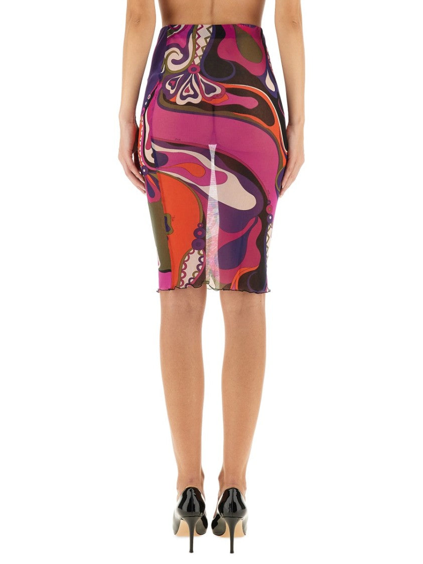 Pucci Orchid Print Midi Skirt