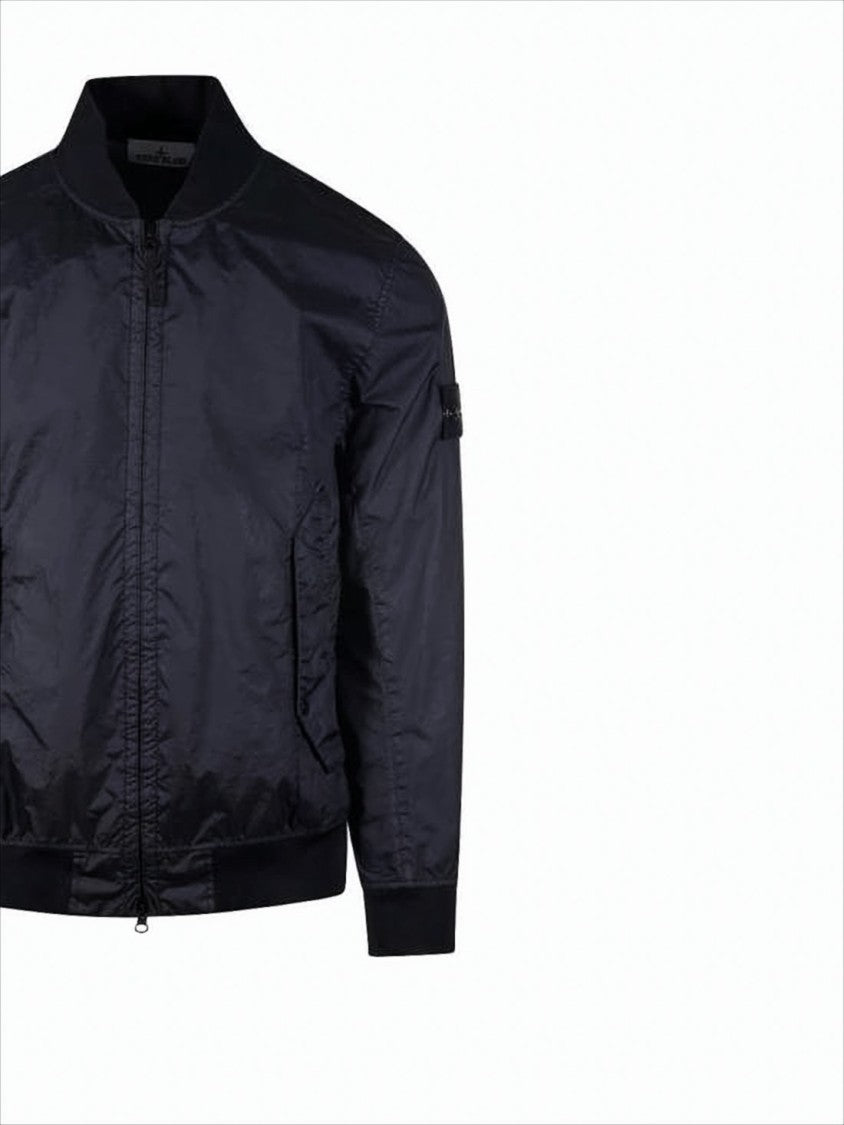 Stone Island Smooth-Finish Bomber Jacket With Ribbed Cuffs