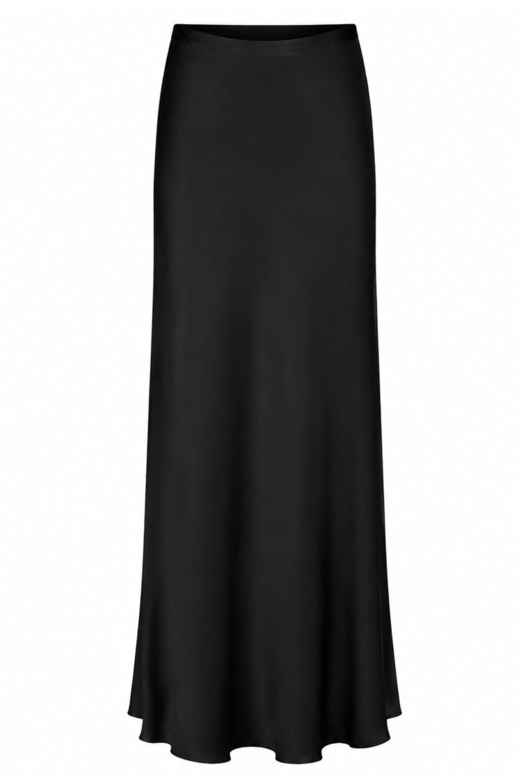 Federica Tosi Black Flowing Viscose Maxi Skirt