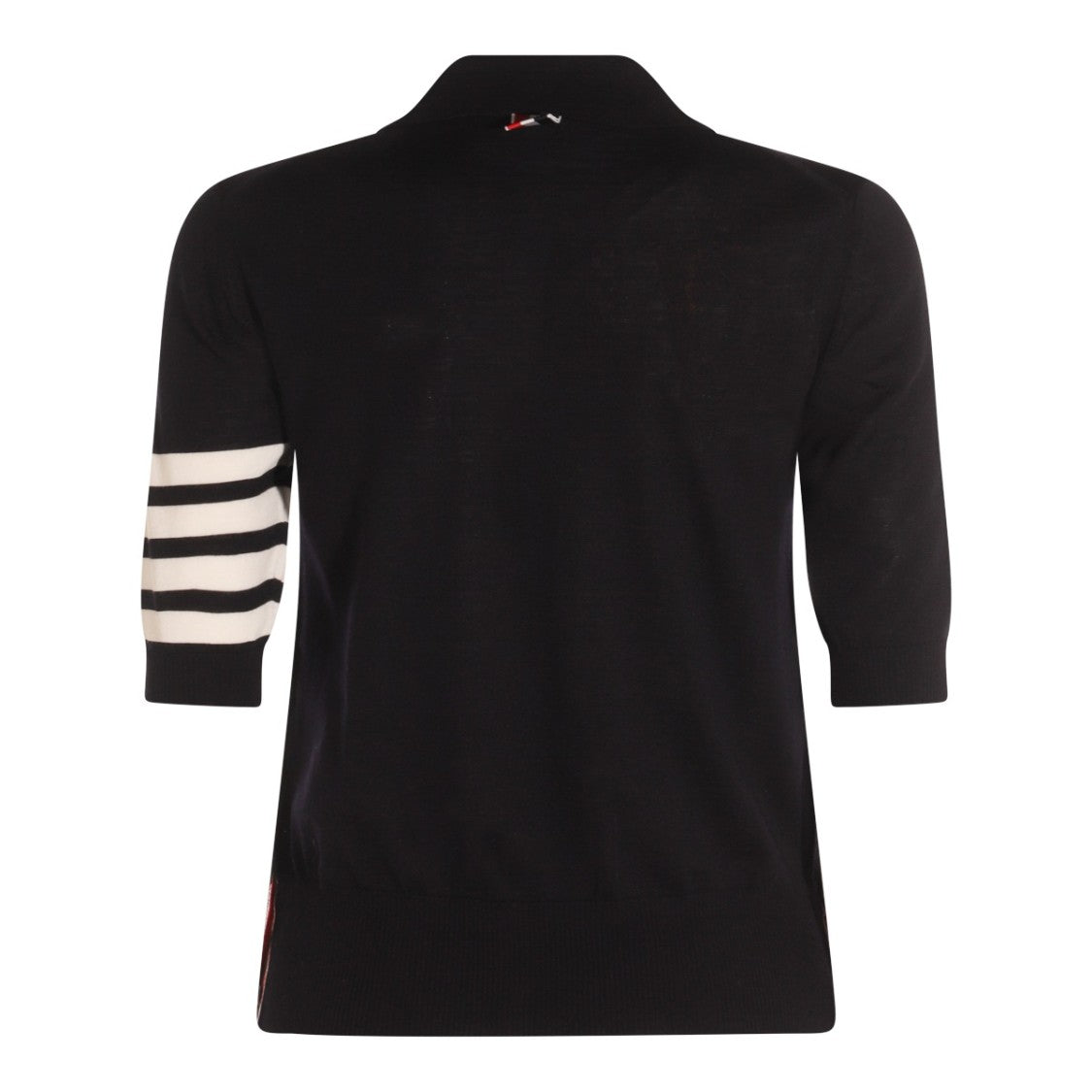 Thom Browne Navy Knit Sweater With Polo Collar And Distinctive Sleeve Bars