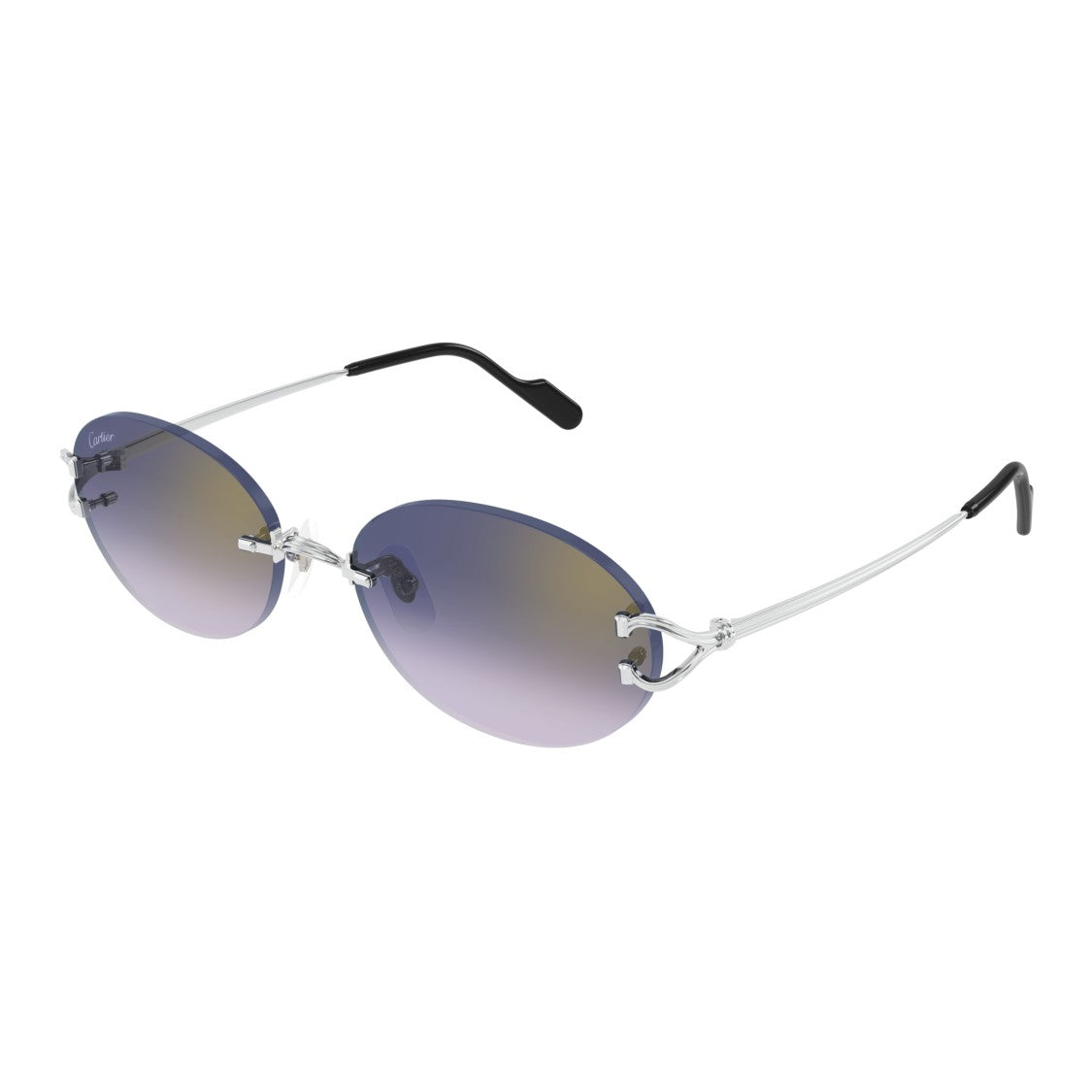 Cartier Rimless Oval Gradient Sunglasses With Sleek Silver Temples
