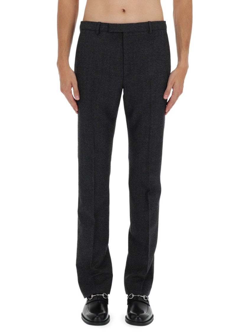 Gucci Tailored Slim Fit Pants In Dark Charcoal Buffalo Wool