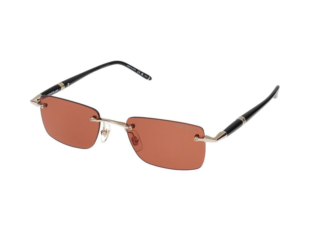 Montblanc Gold Mb0344s Metal Rimless Rectangular Sunglasses