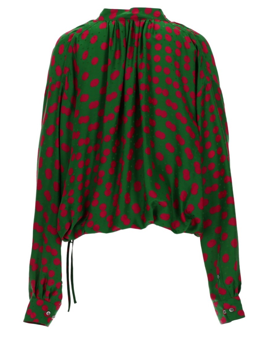 Dries Van Noten Green Cenver Polka Dot Viscose-Blend Blouse