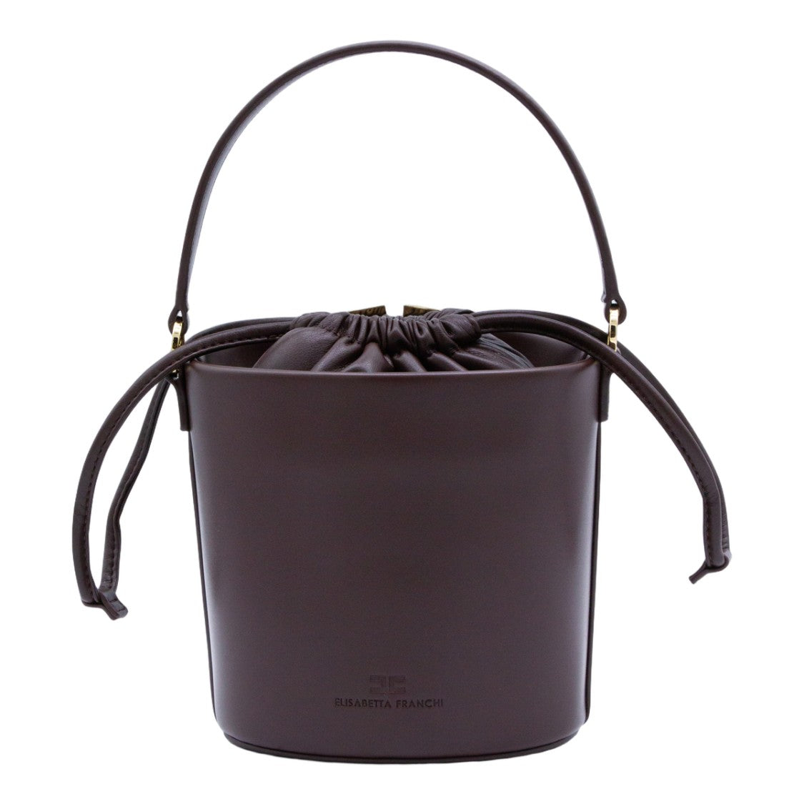 Elisabetta Franchi Structured Brown Bucket Bag