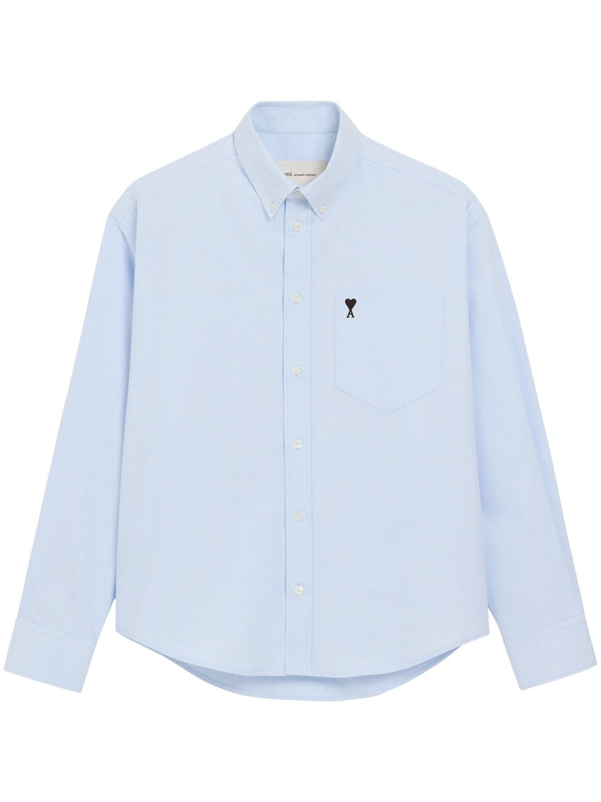Ami Paris Boxy Long Sleeve Shirt With Button-Down Collar