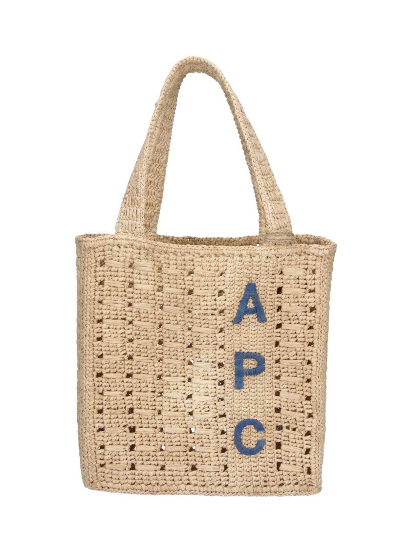 A.P.C. Rectangular Raffia Tote Bag With Contrasting Logo