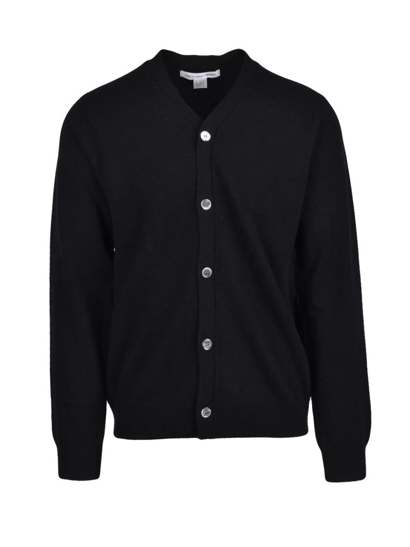 Comme Des Garçons Black Button-Front Wool Cardigan