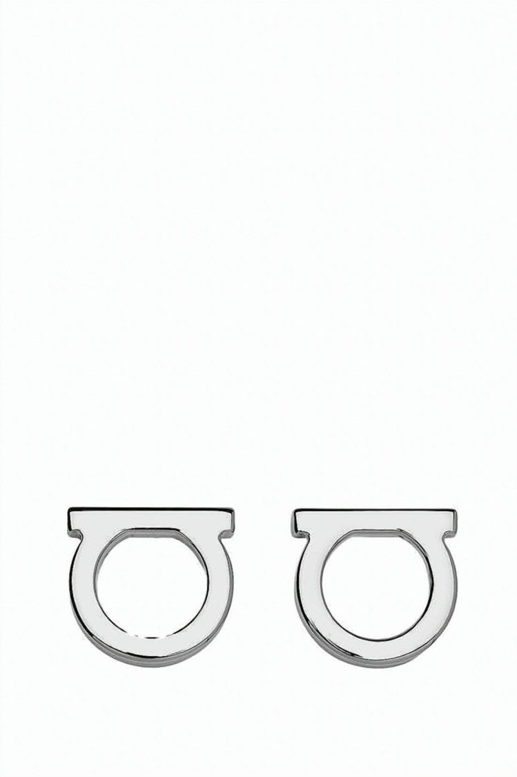 Salvatore Ferragamo Polished Brass Stud Earrings With Oval Design