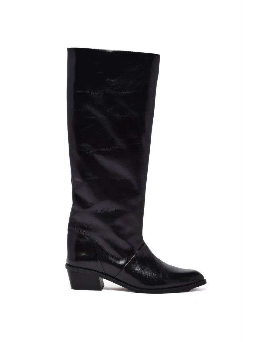 Augusta Black Leather Tall Boots