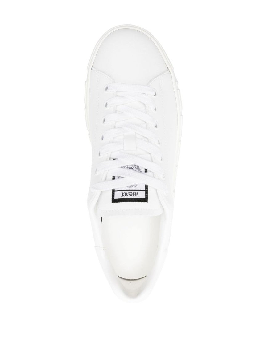Versace Greca-Embossed Leather Sneakers