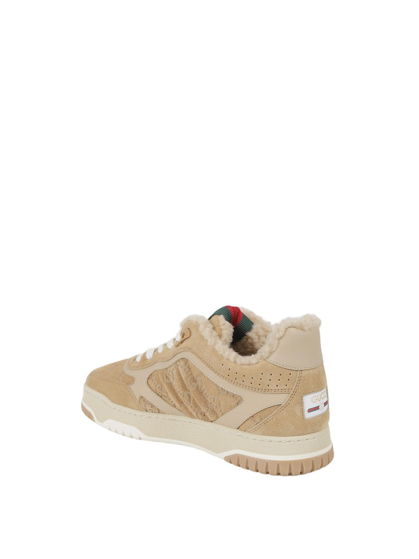 Gucci Re-Web Sneakers With Plush Shearling Lining