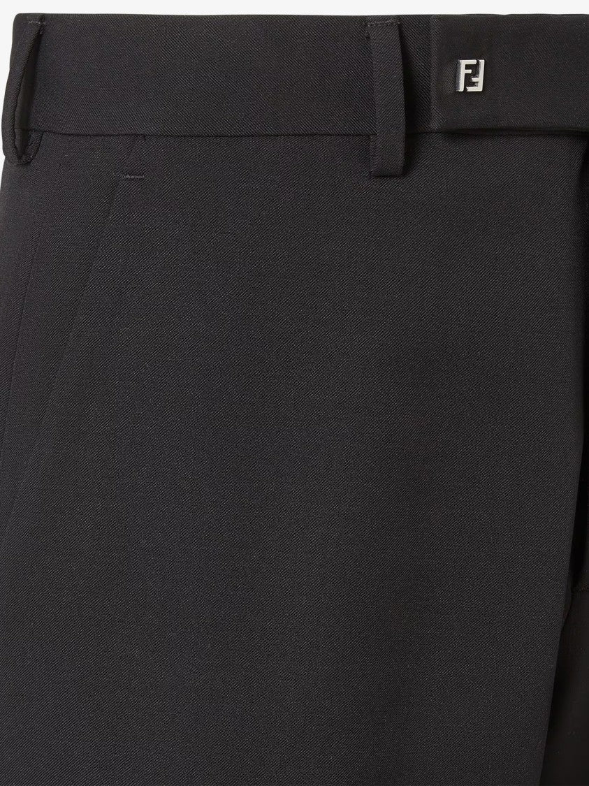 Fendi Classic Tailored Black Wool Straight Trousers