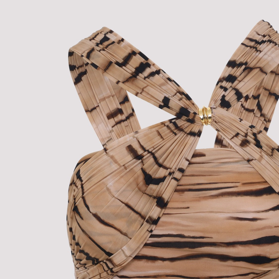 Elisabetta Franchi Tiger-Stripe Pattern Ruched Top