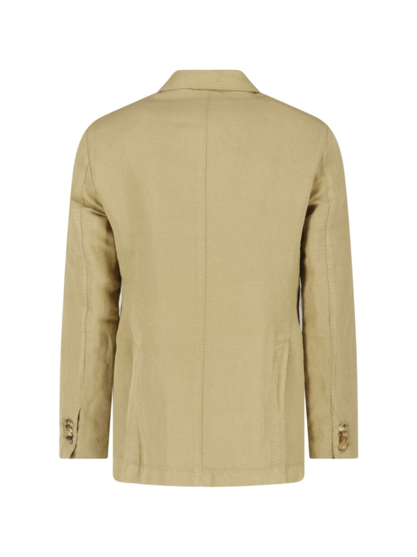 Boglioli Beige Double-Breasted Cotton Linen Suit