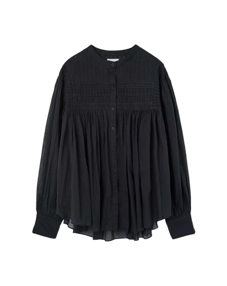 Isabel Marant Flowing Black Blouse With Pintuck Detailing