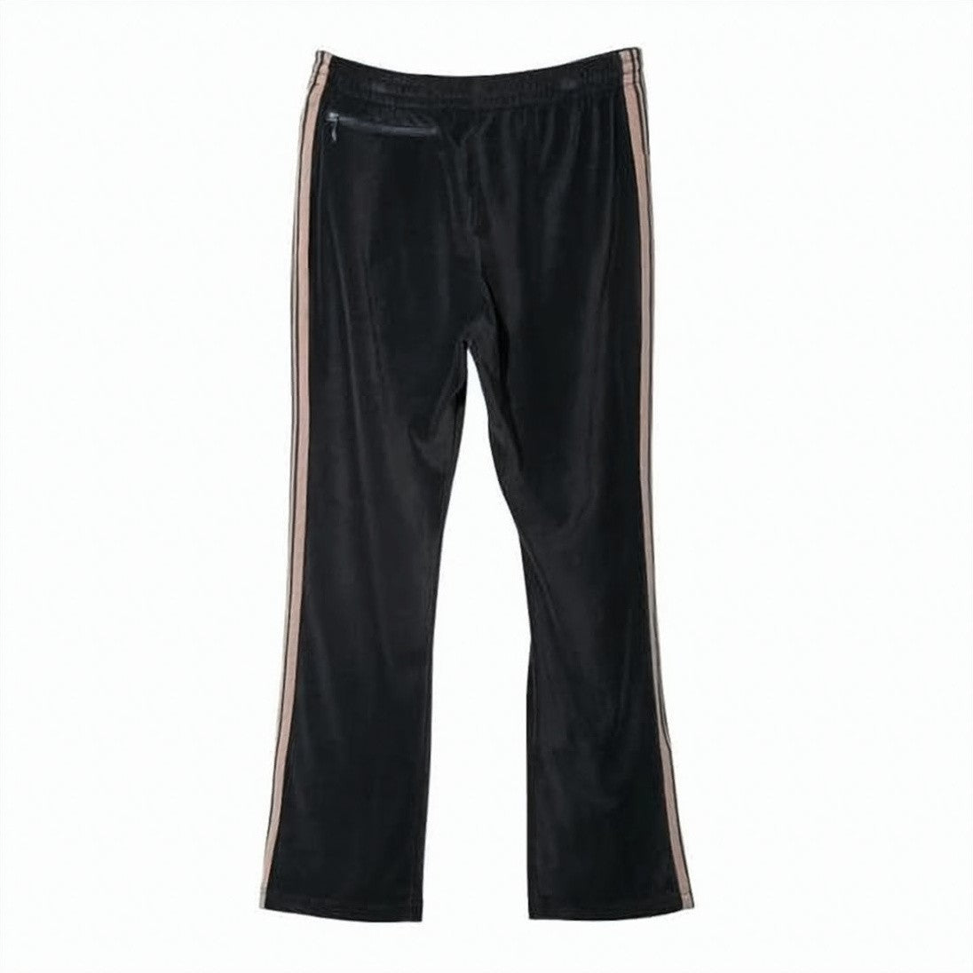 Needles Sleek Black Jogging Pants With Contrasting Stripes And Emblem