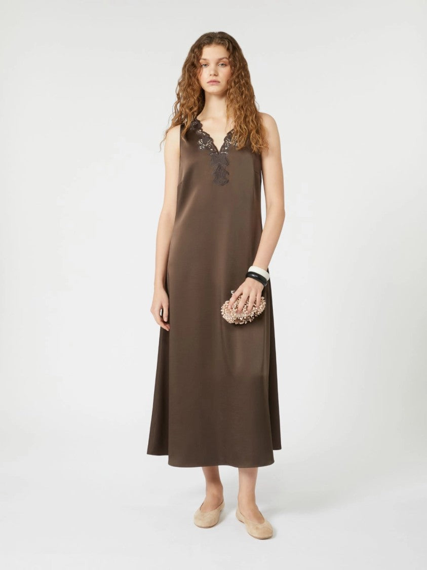 Max Mara Flowing Midi Dress With Delicate Lace Detailing