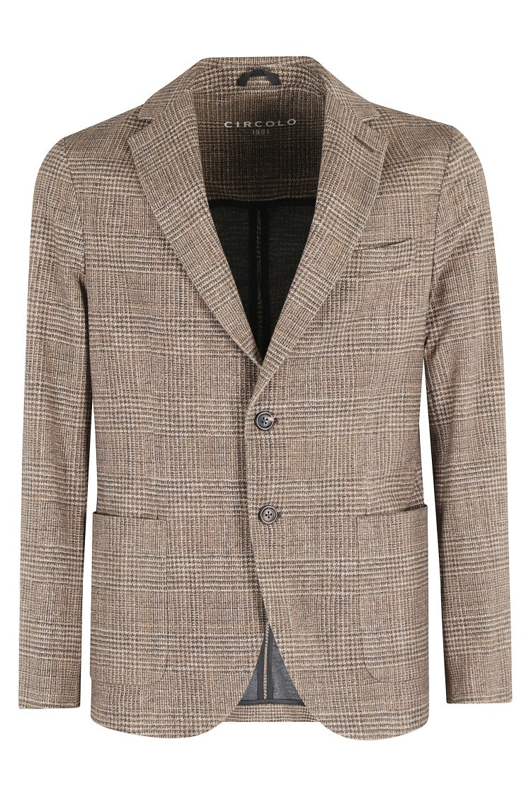 Circolo 1901 Check Patterned Blazer In Bark With Tailored Fit