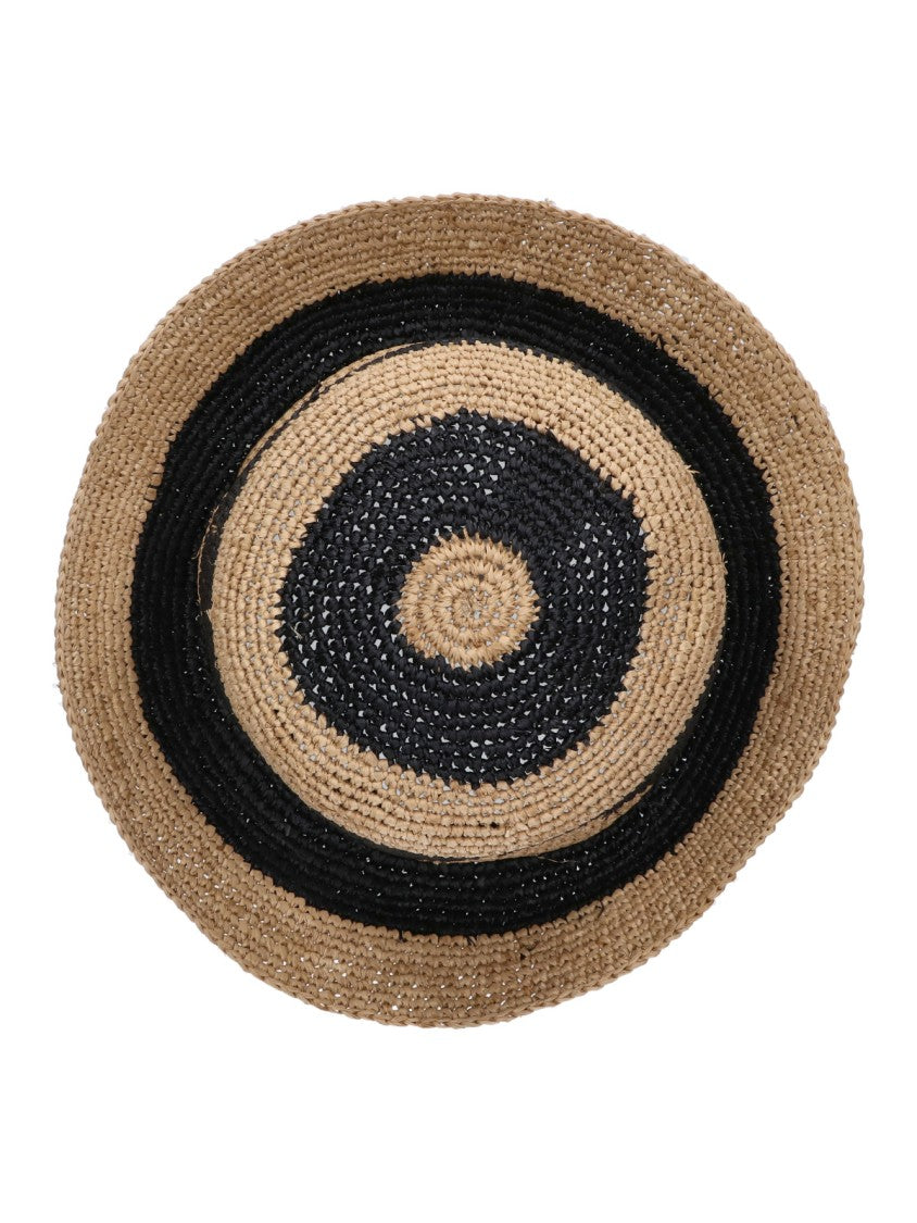 Paul Smith Beige Striped Woven Raffia Hat