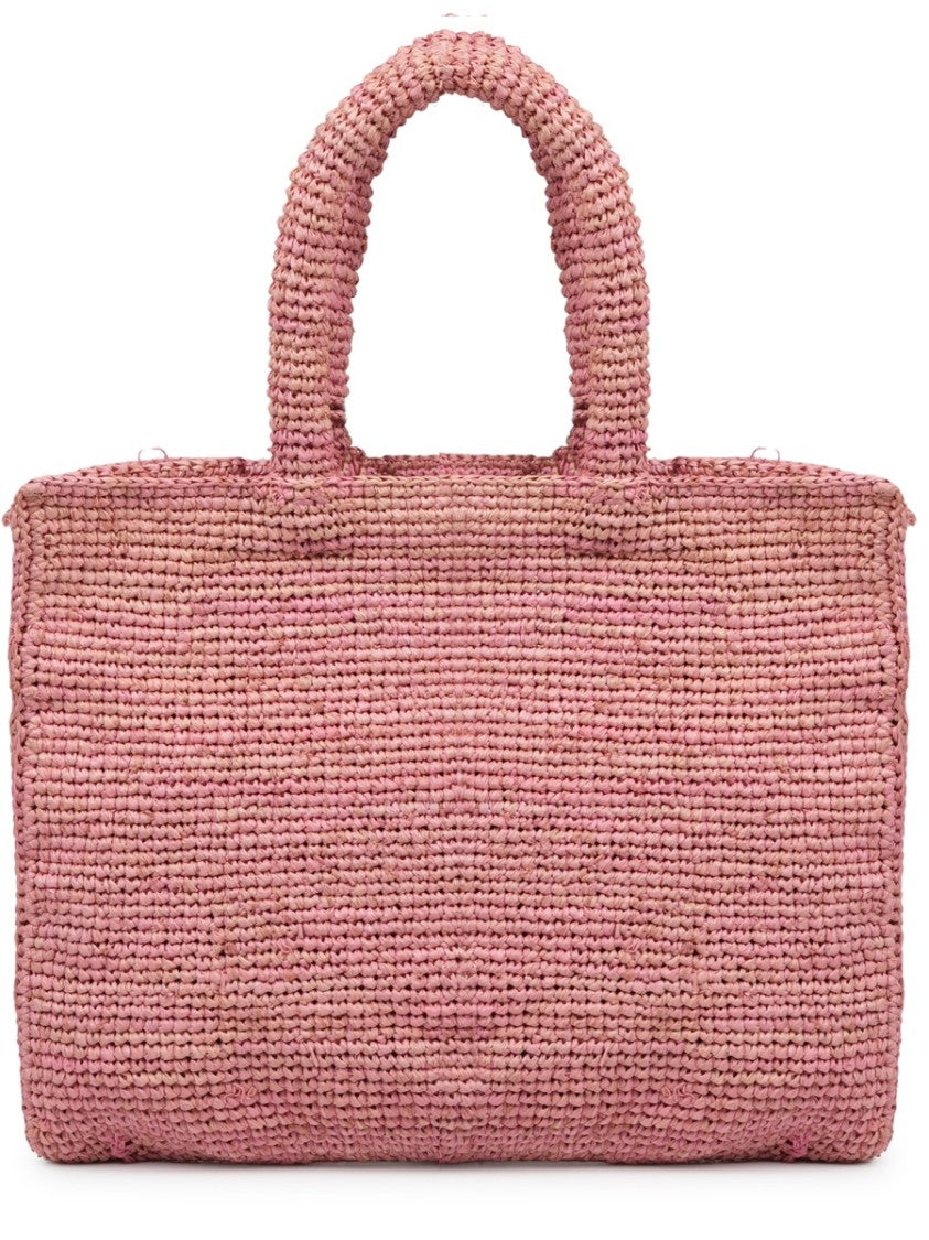 Mc2 Saint Barth Rectangular Woven Raffia Handbag With Decorative Tassel