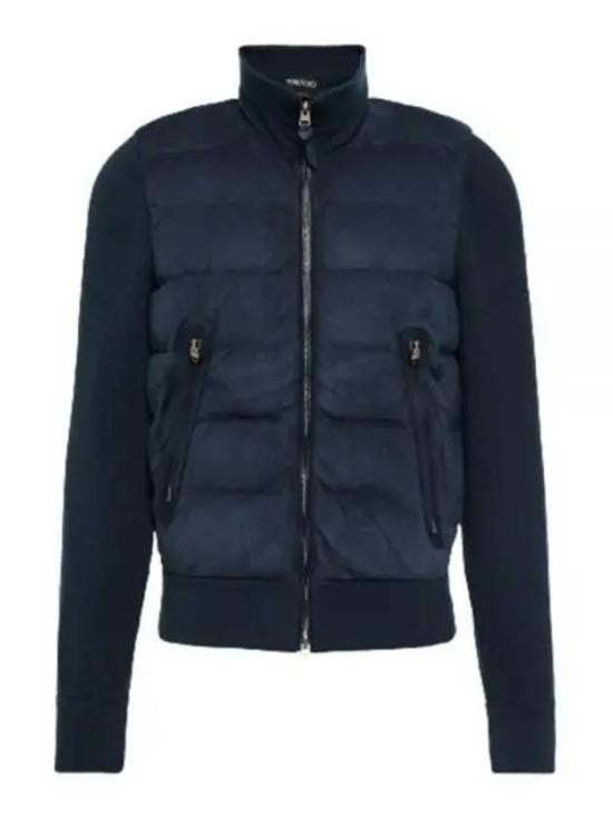 Tom Ford High Collar Padded Leather Jacket With Quilted Structure