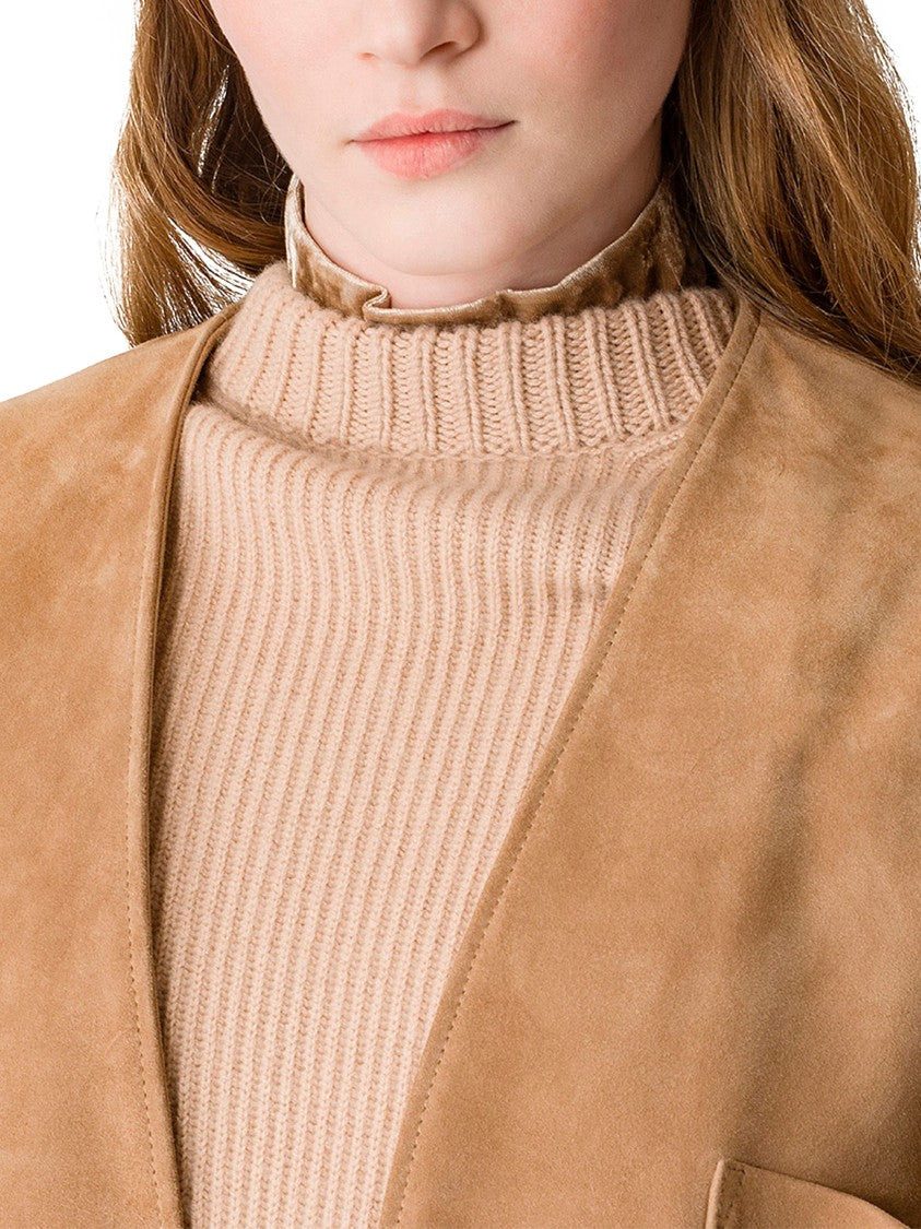 Forte Forte Heavy Suede Kimono Jacket With Relaxed Fit And Wide Sleeves