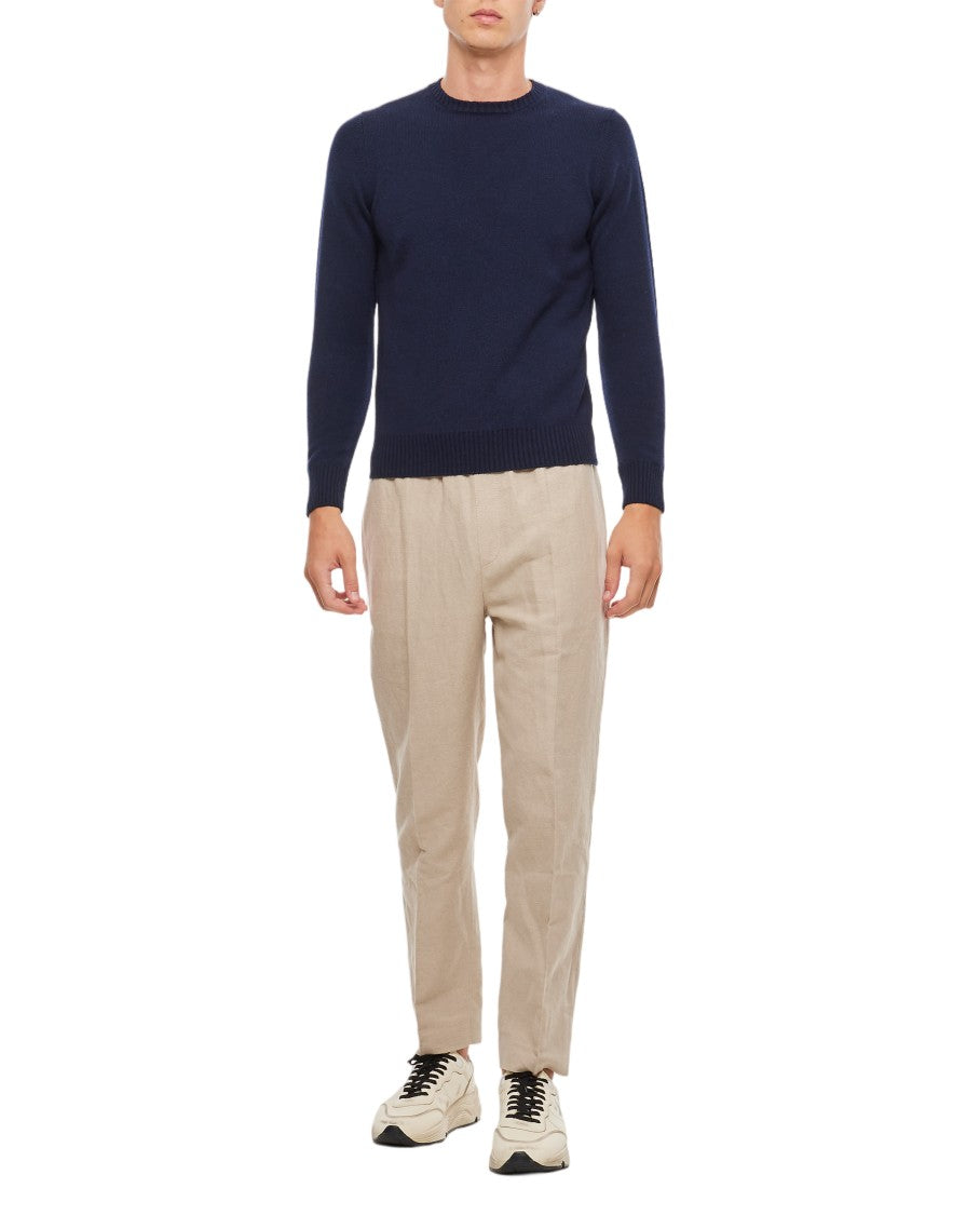Drumohr Regular Fit Navy Blue Cashmere Crewneck Sweater