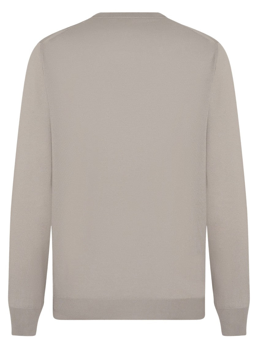Kiton Sand-Colored Cotton Knit Crew Neck Sweater