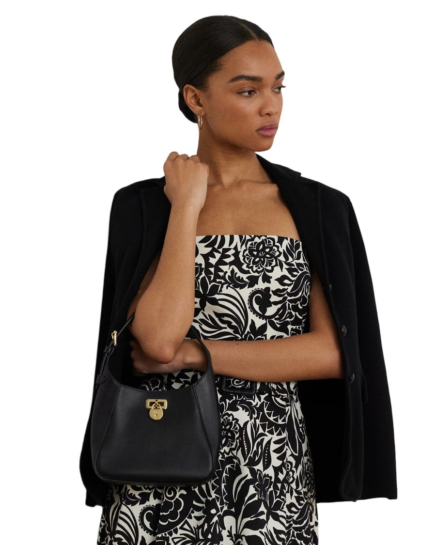 Lauren Ralph Lauren Compact Black Leather Shoulder Bag