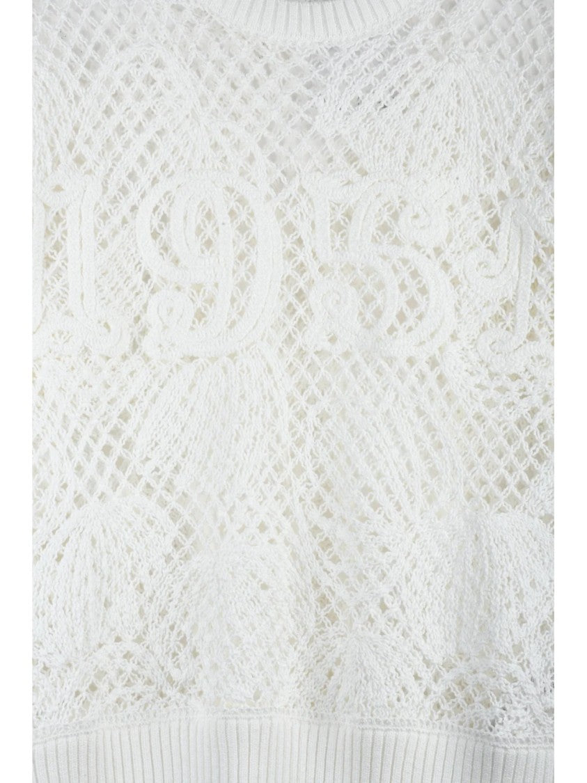 Max Mara Intricate Openwork Tricot Knit Sweater By Max Mara