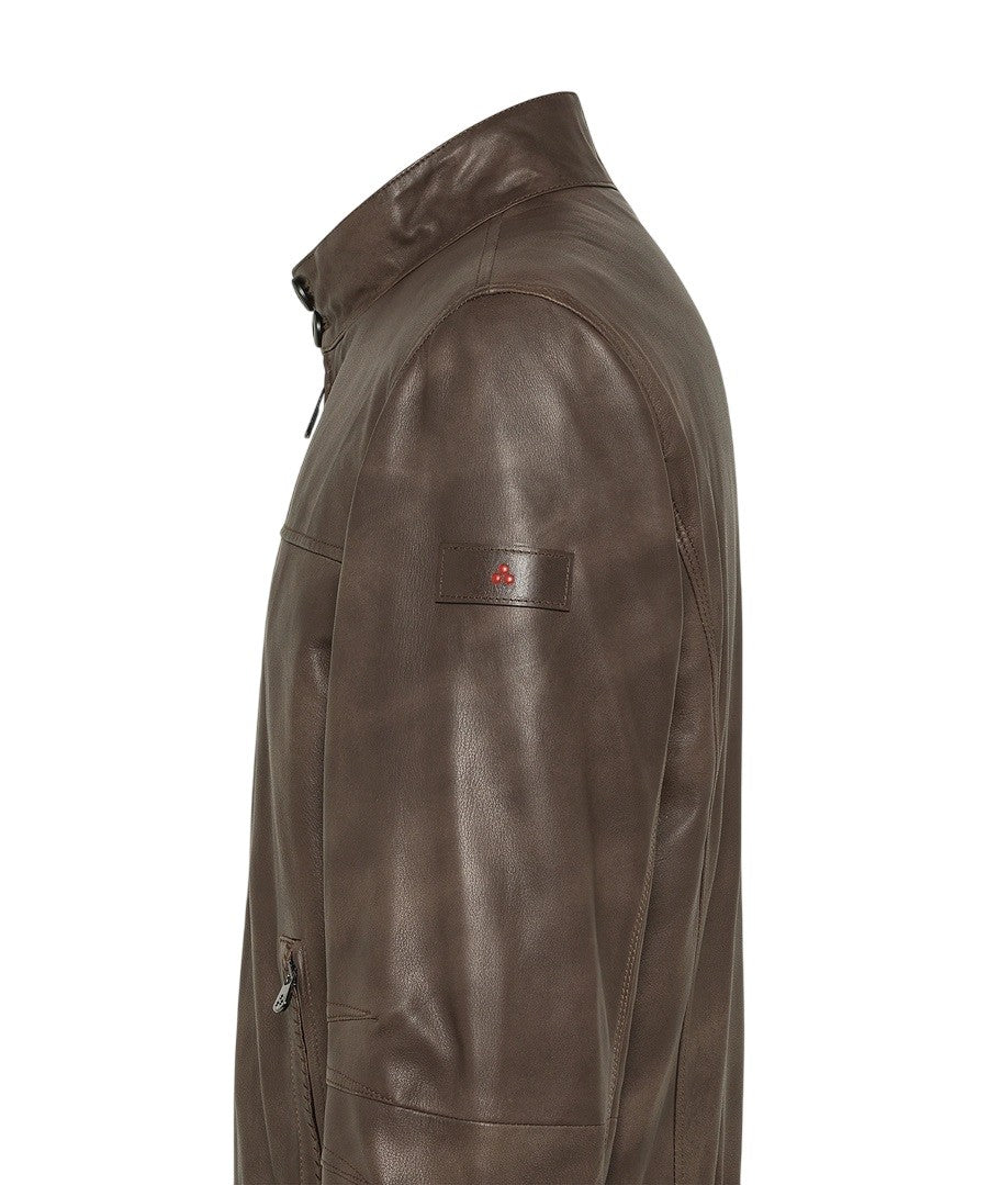 Peuterey Vintage-Inspired Leather Bomber Jacket