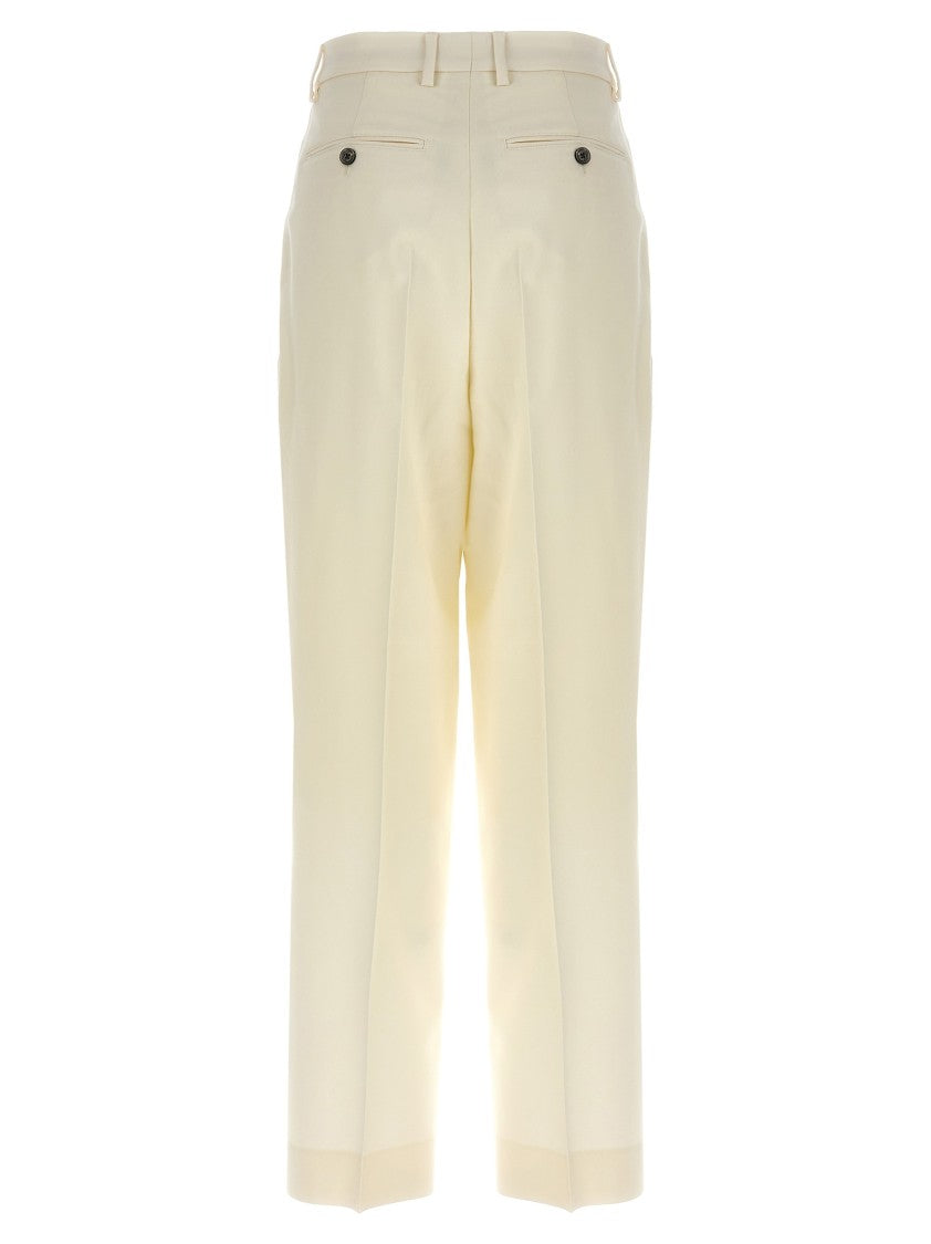 Ami Paris Tailored Wool Trousers With Front Pleats And Button Closure