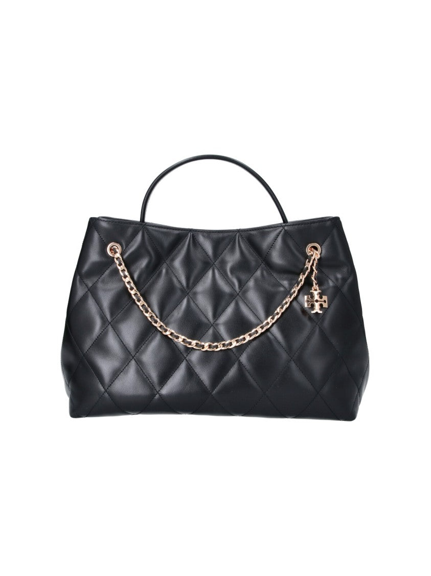 Tory Burch Black Fleming Quilted Leather Tote Bag