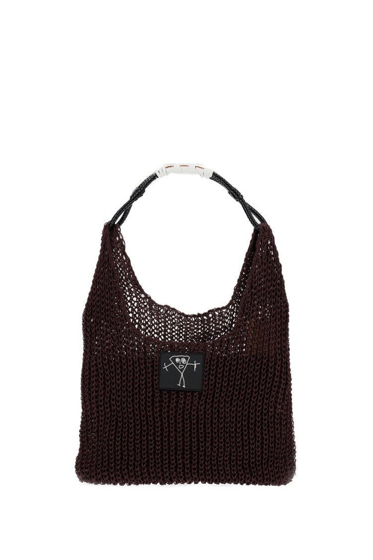 Plan C Brown Mesh Shopper Bag