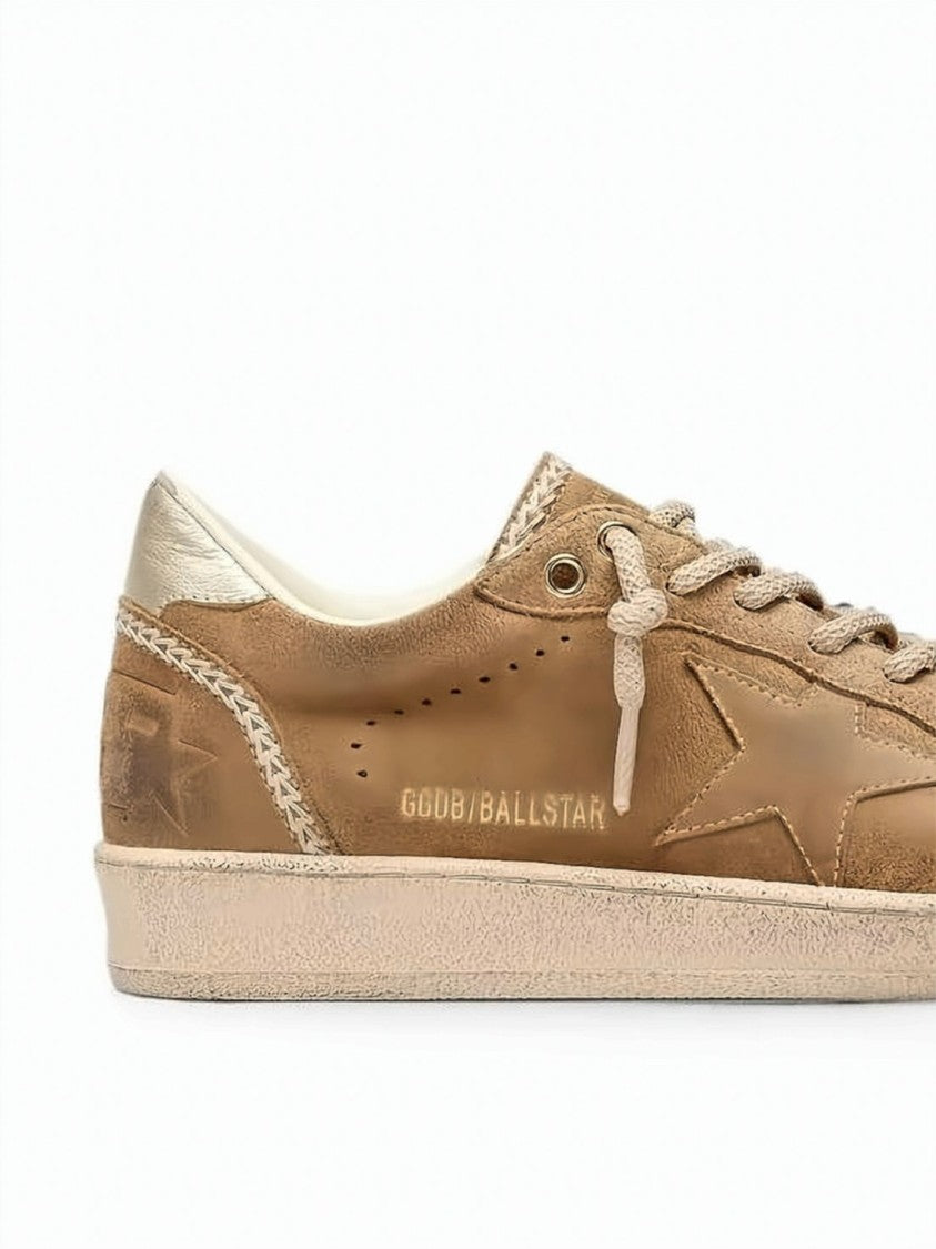 Golden Goose Brown Suede And Mesh Low-Top Sneakers With Star Detail
