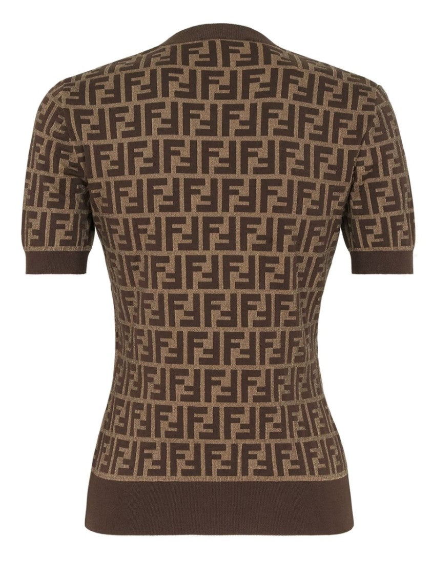 Fendi Ff Slim-Fit Patterned Cotton-Blend Top
