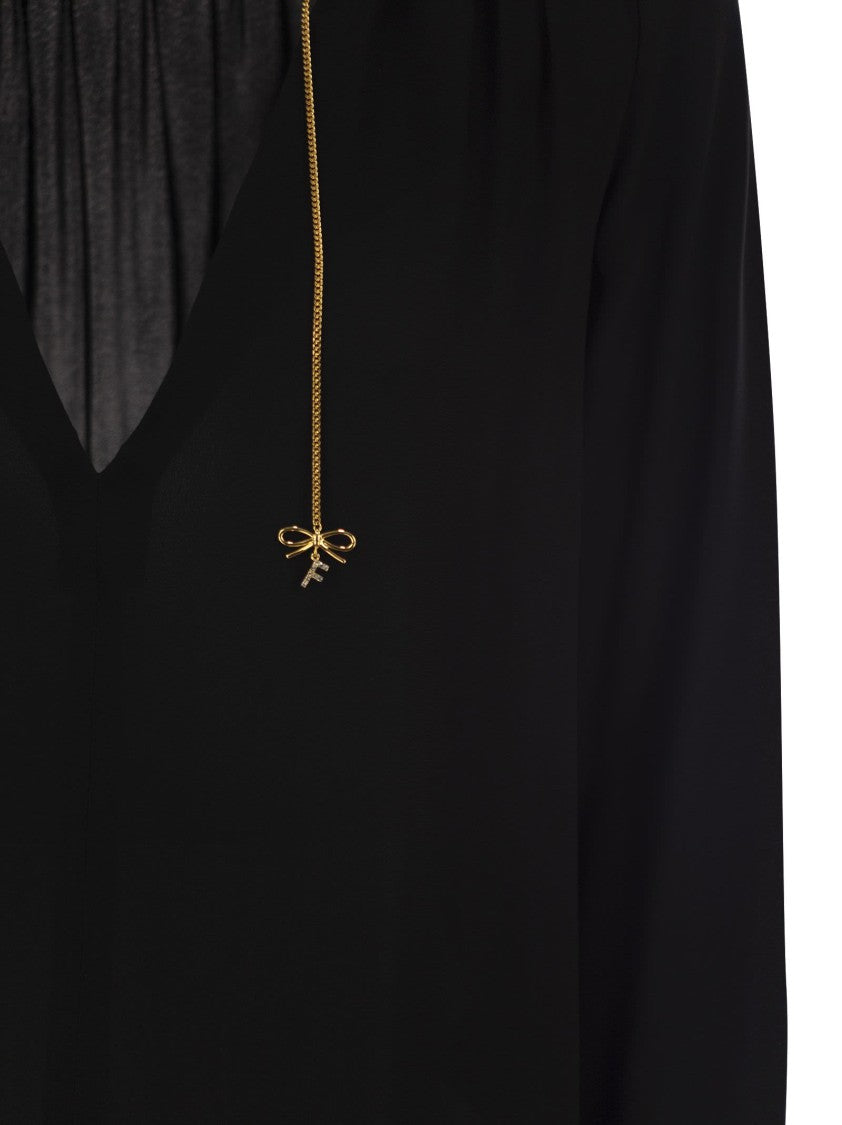 Elisabetta Franchi Georgette Shirt With Charms And Logo