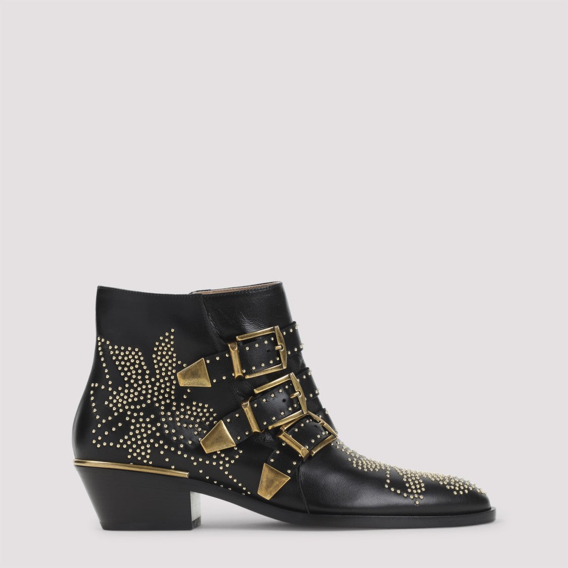 Chloé Studded Black Mutton Leather Ankle Boots