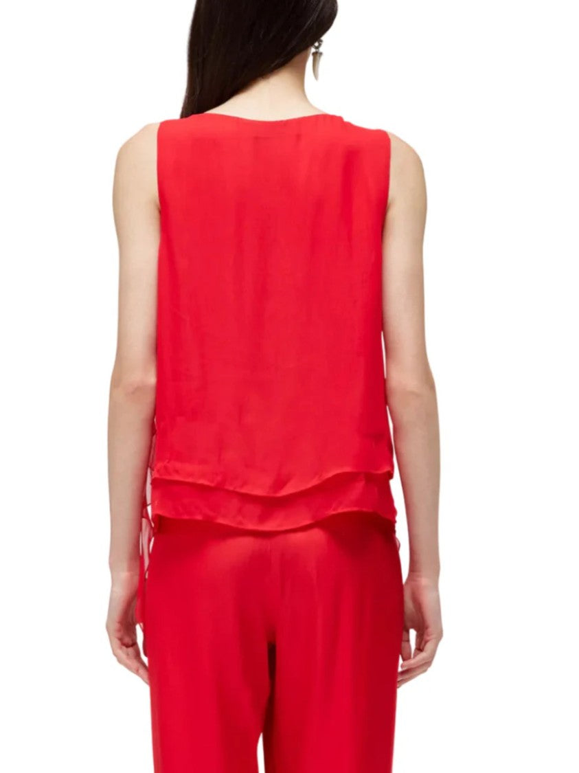 Blugirl Sleeveless Ruffled V-Neck Blouse