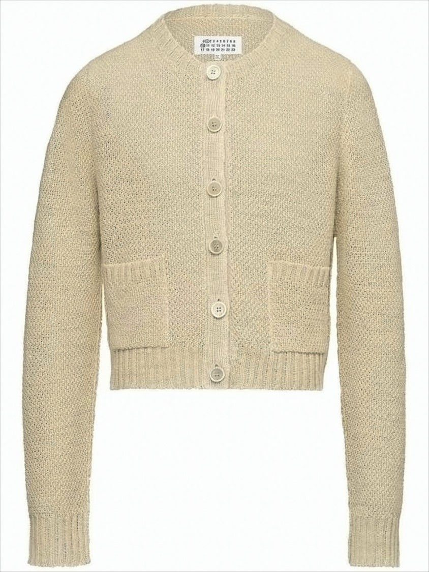 Maison Margiela Cropped Textured Knit Cardigan