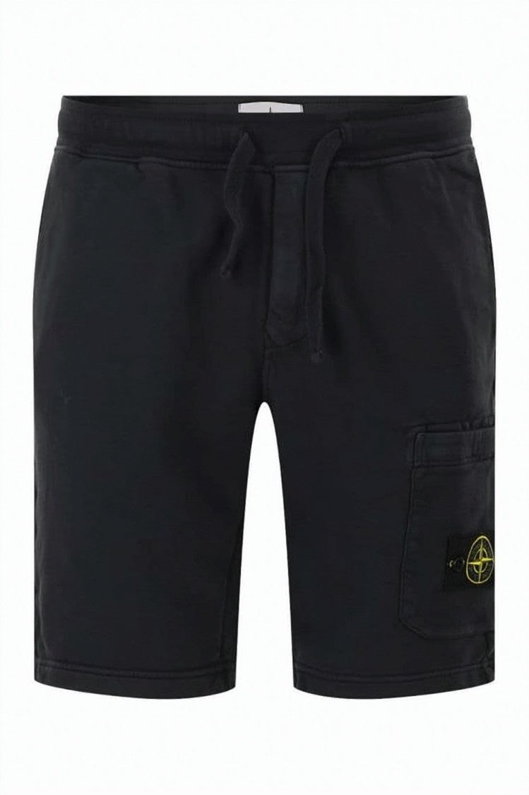 Stone Island Black Cotton Shorts With Adjustable Drawstring