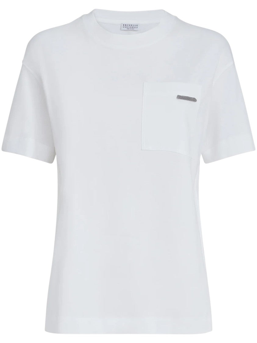 Brunello Cucinelli Relaxed-Fit White Short-Sleeve T-Shirt With Chest Pocket Detail